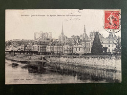 CP SAUMUR TP SEMEUSE 10c Perforé SA OBL.8-6 15 SAUMUR GARE MAINE ET LOIRE (49) à Mme SCHMITZ PARIS 14e - Storia Postale