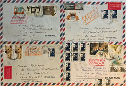 Israël - Jérusalem - Lot 4 Lettres Avion Express Pour La France - Beaux Affranchissements - 1988 - Cartas & Documentos