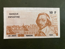 BILLET 10F BANQUE ENFANTINE LES JOUETS TRANSCAR PARIS - Specimen