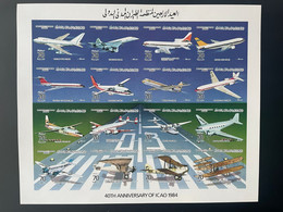 Libye Libya 1984 IMPERF ND Mi. 1439 - 1454 Bogen Sheet ICAO Airplane Avion Flugzeug Concorde Boeing Airbus Wright - Libyen