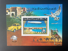 Libye Libya 1977 IMPERF ND Mi. Bl. 25 B 100 Year UPU Beetle VW Vulture Vautour Camel Zeppelin Airplane Avion Oiseau Bird - Libya