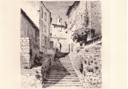 1954 - Eau-forte De Ch Samson - Cordes (Tarn) - Une Rue - PREVOIR FRAIS DE PORT - Eaux-fortes