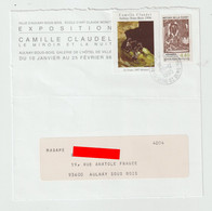 5561 Devant De Lettre Exposition Camille Claudel 1995 Ville Aulnay Sous Bois Vignette Erinnophilie Métier De La Forêt - Lettres & Documents