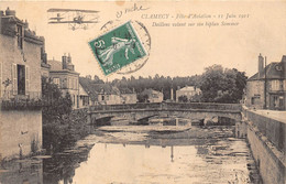 58-CLAMECY-FÊTE D'AVIATION 11 JUIN 1911  DAILLENS VOLANT SUR SON BIPLAN SOMMER - Clamecy