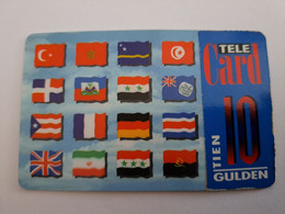 NETHERLANDS  HFL 10 ,- FLAGS DIFF COUNTRYS   / OLDER CARD    PREPAID  Nice Used  ** 11182** - [3] Sim Cards, Prepaid & Refills