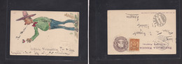 Mexico - Stationery. 1908 (4 Dec) Guaymas - Switzerland, Luzern (20 Dec) 1c Lilac Stat Card + Adtls, Tied Cds. Reverse C - Mexico