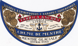 PORTUGAL - OLD Etiquette Label Alcool Wine - LICOR CREME DE MENTHE   - FABRICA  ANCORA - LISBOA - Alcohols & Spirits