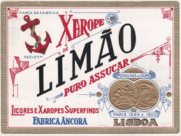 PORTUGAL - OLD Etiquette Label Alcool Wine - LICOR DE LIMÃO  - FABRICA  ANCORA   - LISBOA - Alkohole & Spirituosen