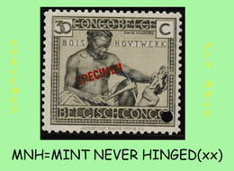 1925 ** BELGIAN CONGO / CONGO BELGE = COB MNH 119 SPECIMEN WOOD CARVING VLOORS - Used Stamps