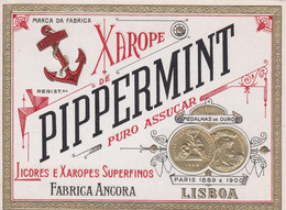 PORTUGAL - OLD Etiquette Label Alcool Wine - LICOR DE PIPPERMINT    - FABRICA  ANCORA   - LISBOA - Alcoholen & Sterke Drank