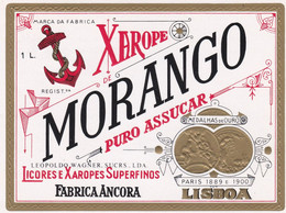 PORTUGAL - OLD Etiquette Label Alcool Wine - LICOR DE MORANGO   - FABRICA  ANCORA   - LISBOA - Alcoholen & Sterke Drank