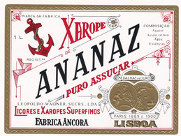 PORTUGAL - OLD Etiquette Label Alcool Wine - LICOR DE ANANAZ    - FABRICA  ANCORA   - LISBOA - Alcoli E Liquori