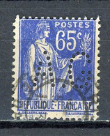 FRANCE - TYPE PAIX - N° Yvert 365 Obli. PERFORÉ "AG" - Used Stamps