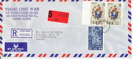 HONG KONG R-Luftpostbrief  Registered Airmail Cover   Lettre Recomm. Par Avion  1987 To Sweden   Royal Wedding - Covers & Documents