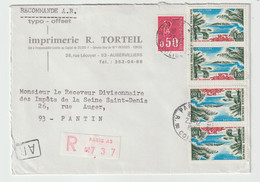 5562 Enveloppe 1971 Recommandé Registered Marianne Bequet Guadeloupe Imprimerie TORTEIL Aubervilliers  Pantin Patedoye - 1961-....