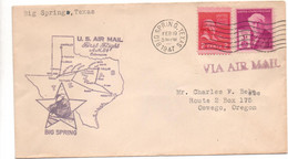 1947 - ENVELOPPE 1er PREMIER VOL / FIRST FLIGHT AIR MAIL De BIG SPRING (USA) - POSTE AERIENNE / AVION / AVIATION - 2c. 1941-1960 Lettres