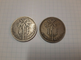 Deux Pièces Du Roi Albert I   Congo - 1 Franc