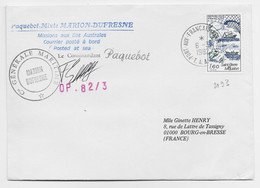 FRANCE N° 2193 LETTRE GRIFFE PAQUEBOT + PORT FRANCAISN TAAF 6.3.1982  + MARION DUFRESNE - Storia Postale