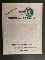 LETTRE TP SEMEUSE 5c Perforé C.X. OBL.3-1 13 TOULOUSE (31) MINES DE CARMAUX - Covers & Documents