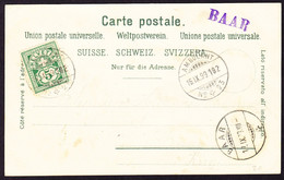 1899 Rayon Dunkelblau AK Mit Bahnstempel BAAR In Violett. Leicht Fleckig - Railway