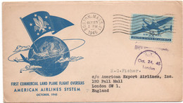 1945 - ENVELOPPE 1er PREMIER VOL / FIRST COMMERCIAL LAND PLANE FLIGHT OVERSEAS - POSTE AERIENNE / AVION / AVIATION - 2c. 1941-1960 Covers