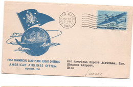 1945 - ENVELOPPE 1er PREMIER VOL / FIRST COMMERCIAL LAND PLANE FLIGHT OVERSEAS - POSTE AERIENNE / AVION / AVIATION - 2c. 1941-1960 Cartas & Documentos