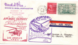 1948 - ENVELOPPE US AIR MAIL SERVICE BY HELICOPTER FIRST FLGHT LOS ANGELES AREA - POSTE AERIENNE / AVION / AVIATION - 2c. 1941-1960 Brieven