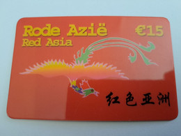 NETHERLANDS  € 15,- RODE AZIE  /DRAGON /BIRD   / OLDER CARD    PREPAID  Nice Used  ** 11207** - Schede GSM, Prepagate E Ricariche