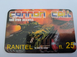 NETHERLANDS  HFL 25,-  CANNON CALL /RANITELL ARMY/TANK   / OLDER CARD    PREPAID  Nice Used  ** 11208** - [3] Handy-, Prepaid- U. Aufladkarten