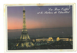 BR519 Paris La Tour Eiffel Et Le Palais De Chaillot Illumines Viaggiata 1993 Verso Milano - Parigi By Night