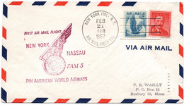 1957 - ENVELOPPE 1er PREMIER VOL / FIRST AIR MAIL FLIGHT NEW YORK NASSAU - POSTE AERIENNE / AVION / AVIATION - 2c. 1941-1960 Briefe U. Dokumente