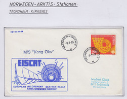 Norway Trondheim-Kirkenes " European Radar M/s Kong Olav"  Cover Ca Trondheim-Kirkenes 9.7.1983 (NI225) - Covers & Documents