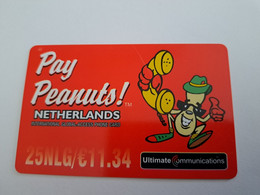 NETHERLANDS  /  HFL 25,- PAY PEANUTS /CARTOON          / OLDER CARD    PREPAID  Nice USED   ** 11223** - Schede GSM, Prepagate E Ricariche