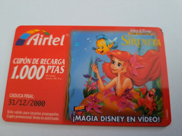 SPAIN/ ESPANA/ 1000 PTAS /DISNEY  ARIEL  Nice  Fine Used   PREPAID   **11229 ** - Basisausgaben