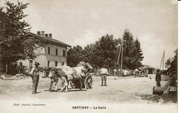 CPA 88 Vosges Xertigny La Gare Attelage De Bœufs - Xertigny