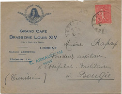 LETTRE PUBLICITAIRE ILLUSTREE -GRAND CAFE BRASSERIE LOUIS XIV -LORIENT -AFFRANCHIE N° 199 - ANNEE 1930 - Briefe U. Dokumente