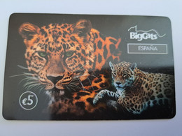 SPAIN/ ESPANA/ € 5,-  BIG CATS/ LEOPARD / BLACK  CARD     Nice  Fine Used   PREPAID   **11237 ** - Basisausgaben