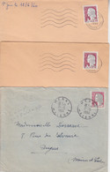 F 3 Lettres Obl. Flamme Paris XV R. SingerI° Le 22 - 6 1960 Et Meral Le 21/5/64 Sur 0c25 Marianne De Decaris N° 1263 - 1960 Marianne De Decaris