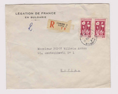 France French Embassy Legation In Sofia Cover Registered W/Mi-Nr.879/2x20st. (Papaver-Flower) Stamp 1956 Bulgaria /ds672 - Storia Postale