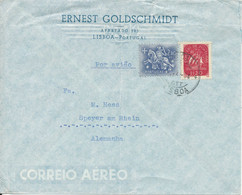 Portugal Air Mail Cover Sent To Germany 1954 - Briefe U. Dokumente