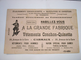 TRES RARE ANCIEN BUVARD - CARMAUX ( TARN ) - VETEMENTS CONCHON " A LA GRANDE FABRIQUE " ( VERS 1910 ) - Textile & Vestimentaire