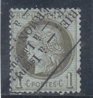 France - Année 1871/75 - N°YT 50 - Type Cérès - Oblitération Annulation Typo - 1c Vert Olive - 1871-1875 Ceres