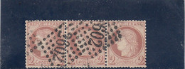 France - Année 1871/75 - N°YT 51 - Type Cérès - Oblitération Losange G.C. -Bande De Trois - 2c Rouge Brun - 1871-1875 Ceres
