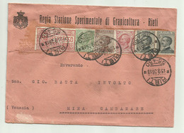 BUSTA CON ESPRESSO CENT. 70 E AFFRANCATURA MISTA DA RIETI REGIA STAZIONE SPERIMENTALE GRANICOLTURA A VENEZIA 1926 - Poststempel