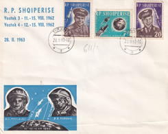 ALBANIA 1963 - Tirana Cancel (FDC) - Mi 611-613 - Vostok 3, 4 - Albania