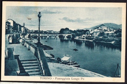 TORINO - PASSEGGIATA LUNGO PO - VIAGG. 1939 - STORIA POSTALE - Fiume Po