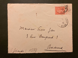 DEVANT TP SEMEUSE 50c PUB à La TOILE D'AVION PARIS 2 R. Du Mail OBL. ?-? 29 - Cartas & Documentos
