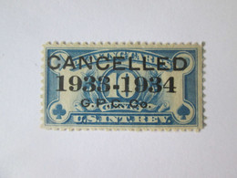 United States Cancelled 1933-1934 Playing Cards Tax Revenue Stamp 10 Cents - Fiscale Zegels