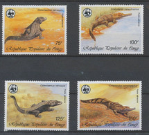 Congo 1987 MiNr. 1063 - 1066 Kongo-Brazzaville WWF Animals Reptiles Dwarf Crocodile 4v MNH** 14.00 € - Neufs