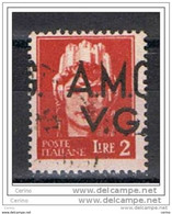 VENEZIA  GIULIA:  1945/47  IMPERIALE -  £. 2  CARMINIO US. -  SOPRASTAMPA  SPOSTATA  -  SASS. 9 - Oblitérés